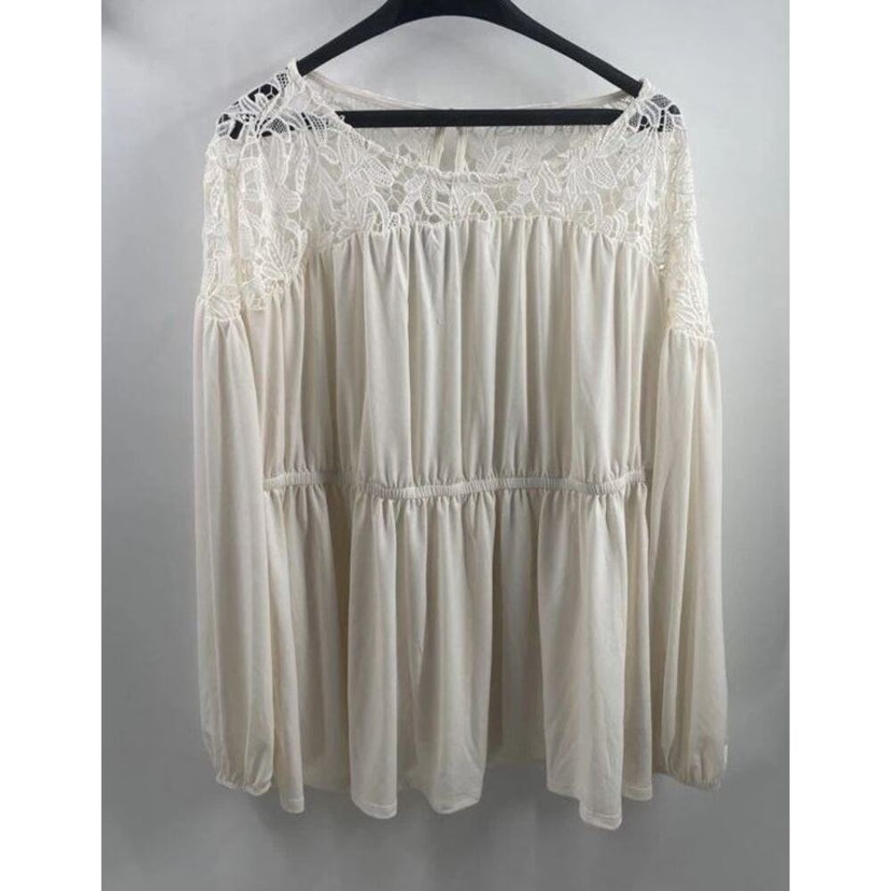 TORRID STUDIO CREPE Womens Ivory Lace Yoke Babydoll Top Size 2X - Picture 3 of 8